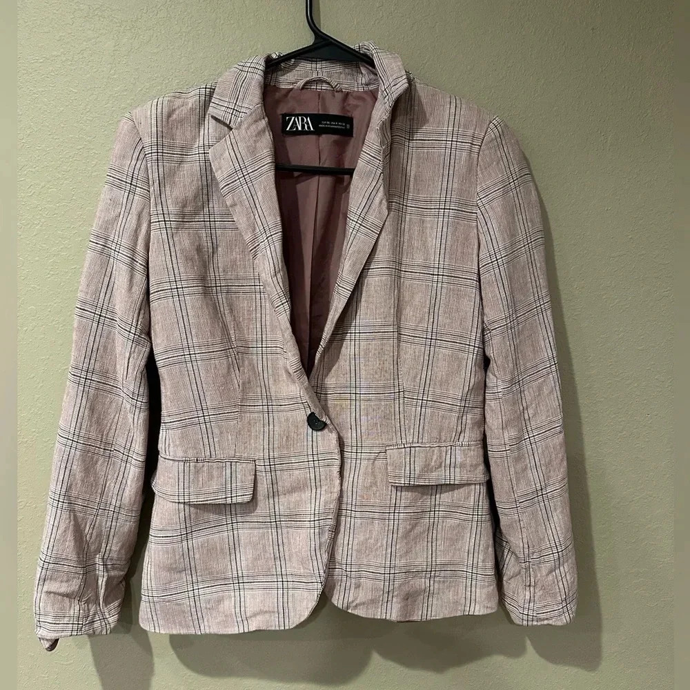 Zara Blazer - Striped Mauve Pink - Size 4